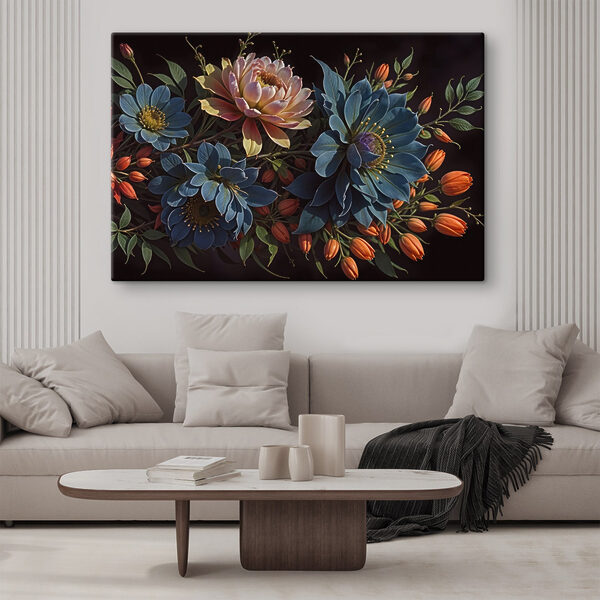 Gruppe von Blumen mit orangefarbenen Knospen Gruppe von Blumen mit orangefarbenen Knospen