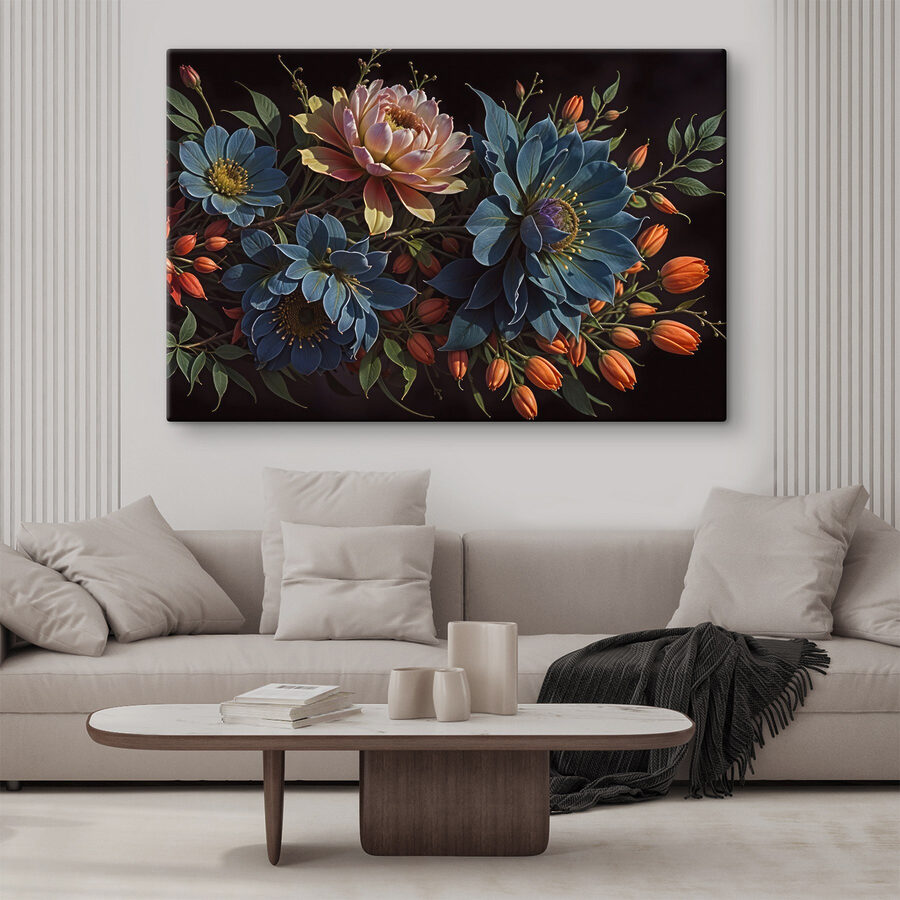 Gruppe von Blumen mit orangefarbenen Knospen