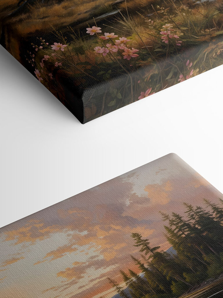 Landscape of a lake with a sunset