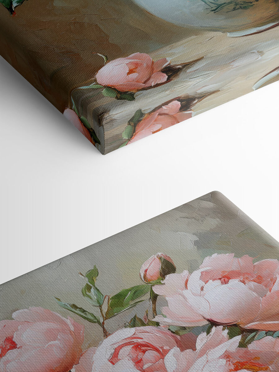 Painting of pink flowers in a vase Painting of pink flowers in a vase