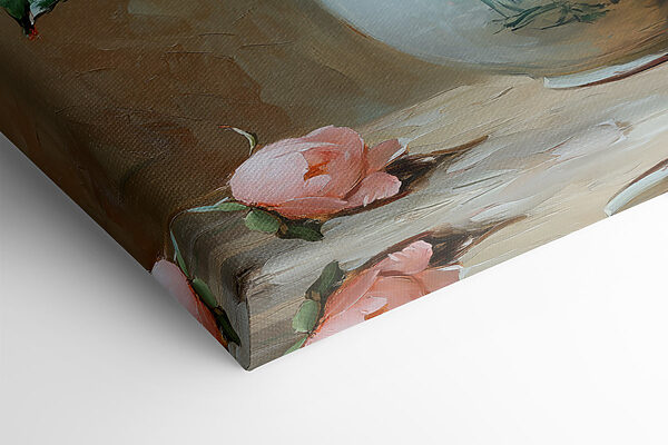 Painting of pink flowers in a vase Painting of pink flowers in a vase