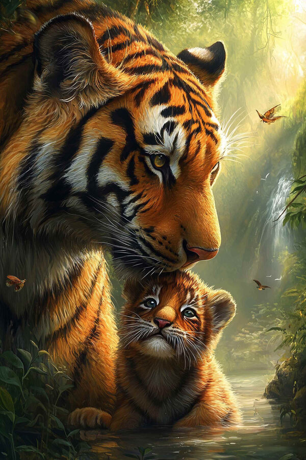 Tiger und ein Jungtier im Dschungel Tiger und ein Jungtier im Dschungel