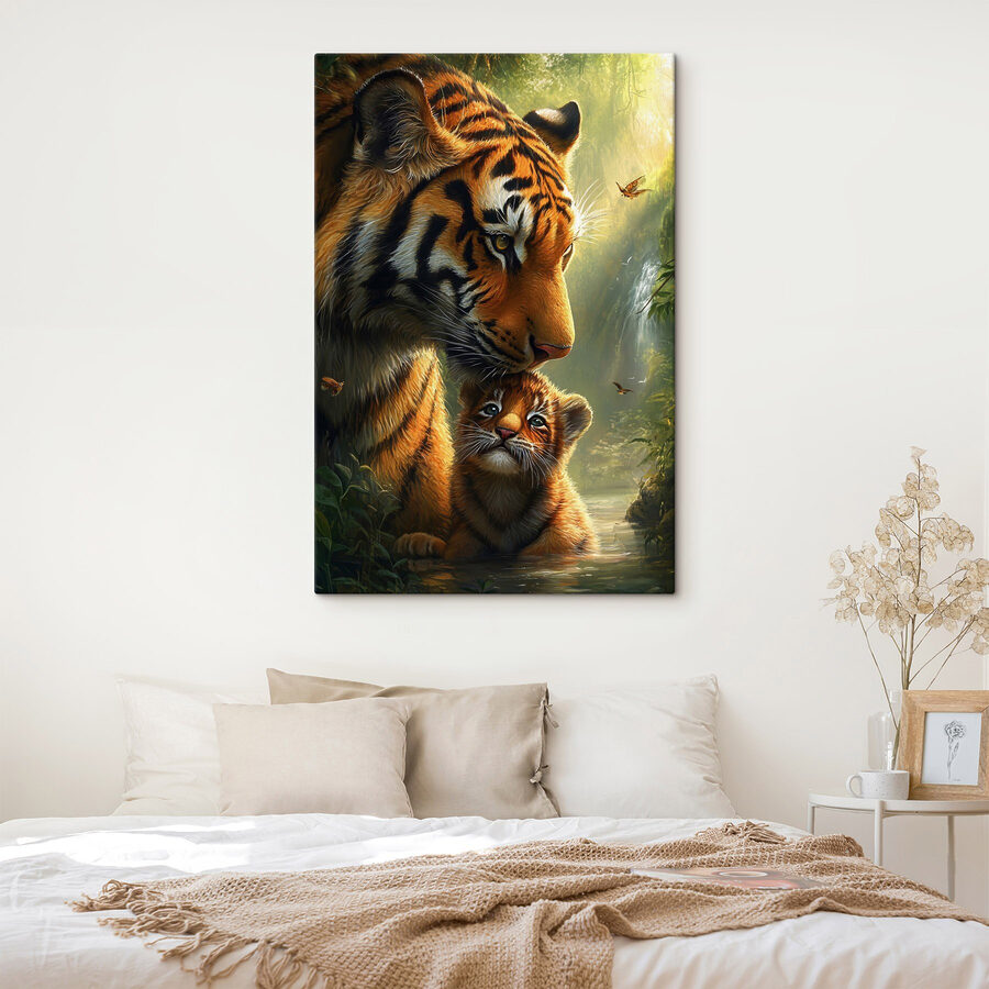 Tiger und ein Jungtier im Dschungel