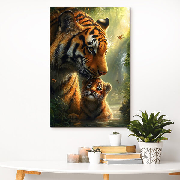 Tiger und ein Jungtier im Dschungel Tiger und ein Jungtier im Dschungel