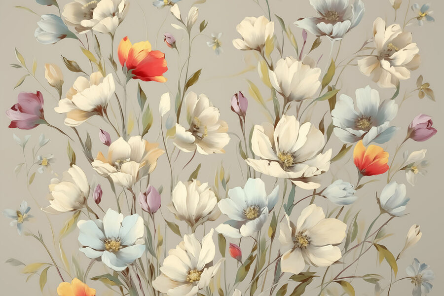 Lebendige Blüten in sanften Pastelltönen