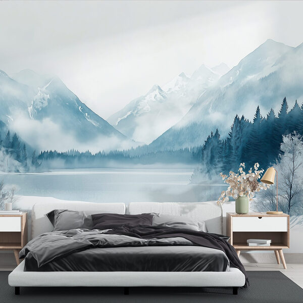 See umgeben von Schnee und Bergen See umgeben von Schnee und Bergen
