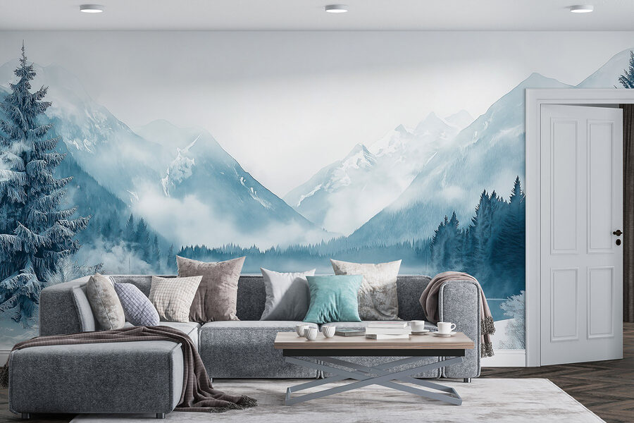 See umgeben von Schnee und Bergen