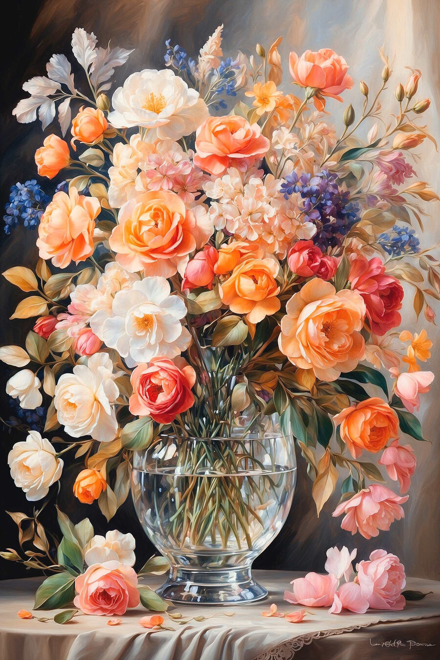 Gemälde von Blumen in einer Vase
