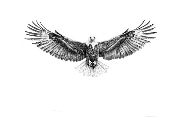 Schwarz-Weiß-Bild eines fliegenden Vogels Schwarz-Weiß-Bild eines fliegenden Vogels