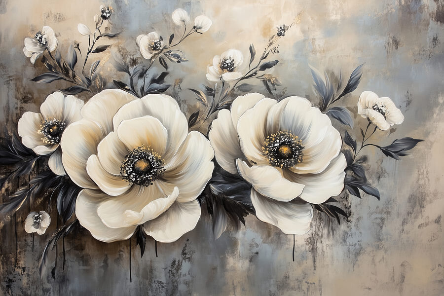 Malerei von weißen Blumen