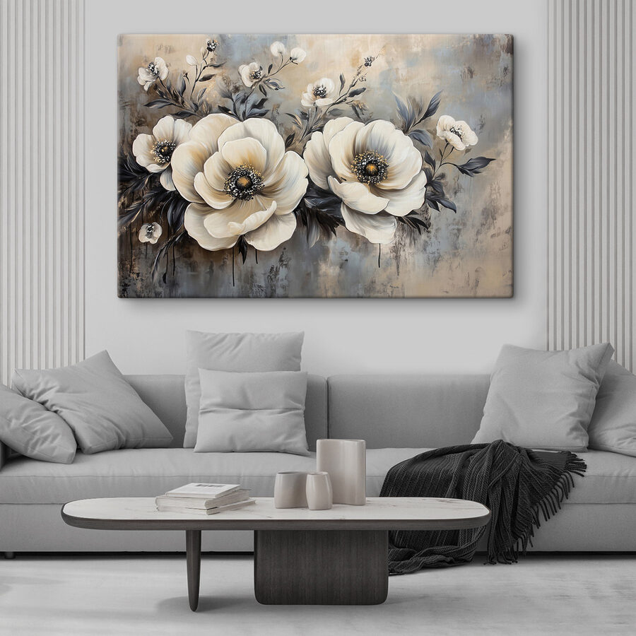 Malerei von weißen Blumen