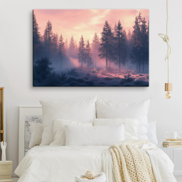 Foggy forest with trees Foggy forest with trees
