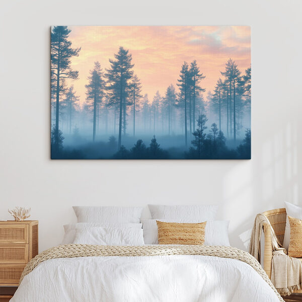 Foggy forest with trees Foggy forest with trees