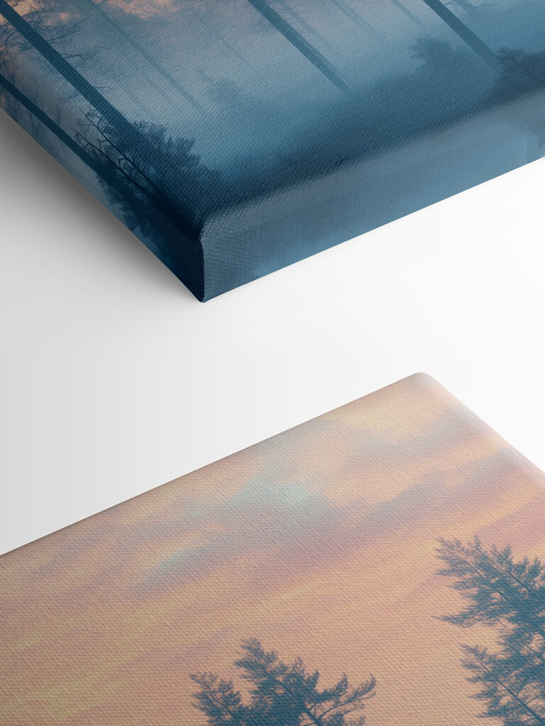 Foggy forest with trees Foggy forest with trees