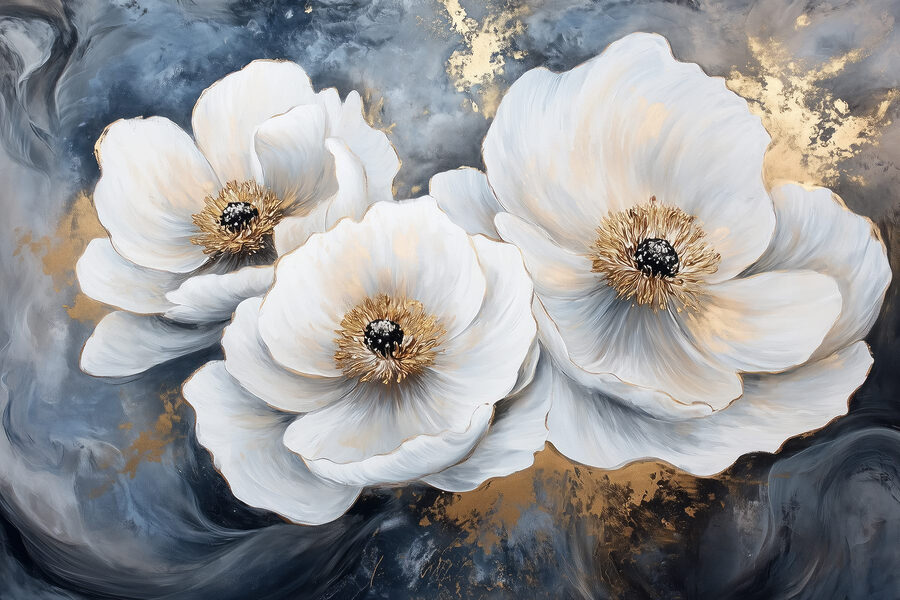 Malerei von weißen Blumen Malerei von weißen Blumen