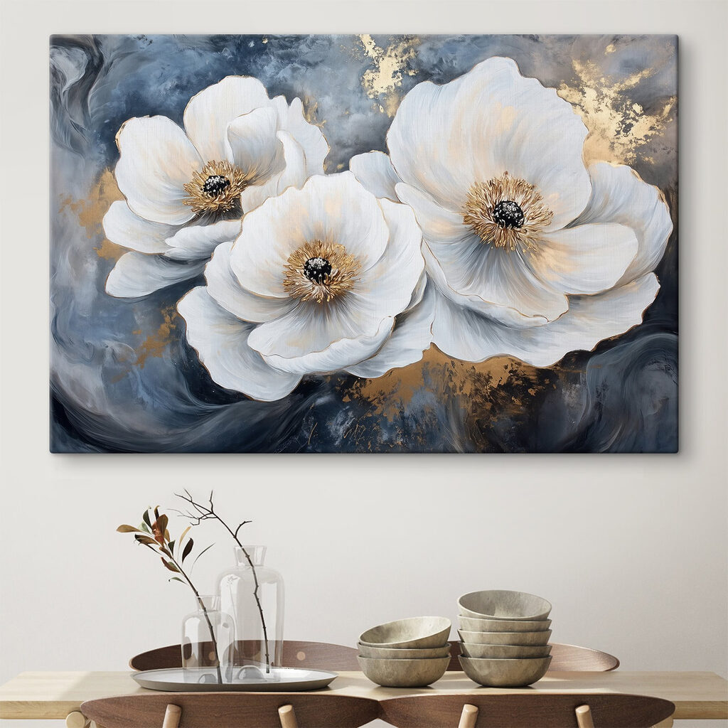 Painting of white flowers Painting of white flowers