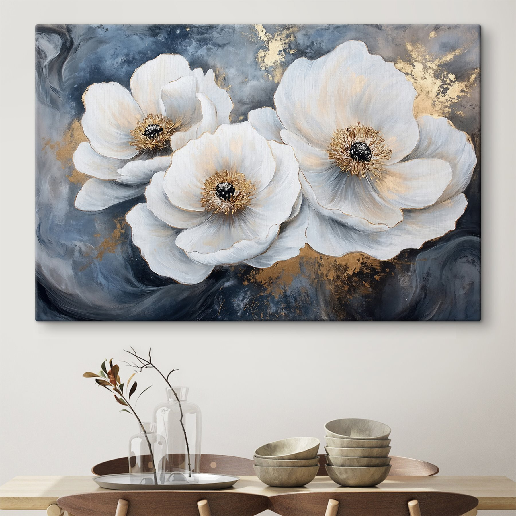 Painting of white flowers Painting of white flowers
