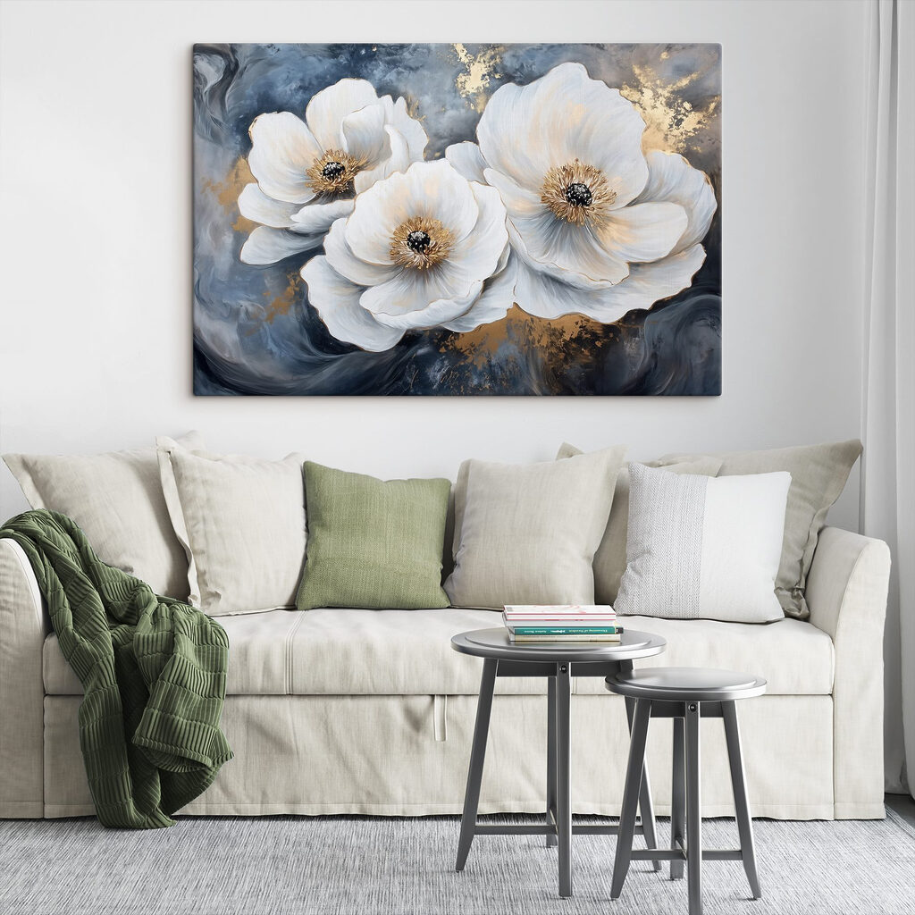 Painting of white flowers Painting of white flowers