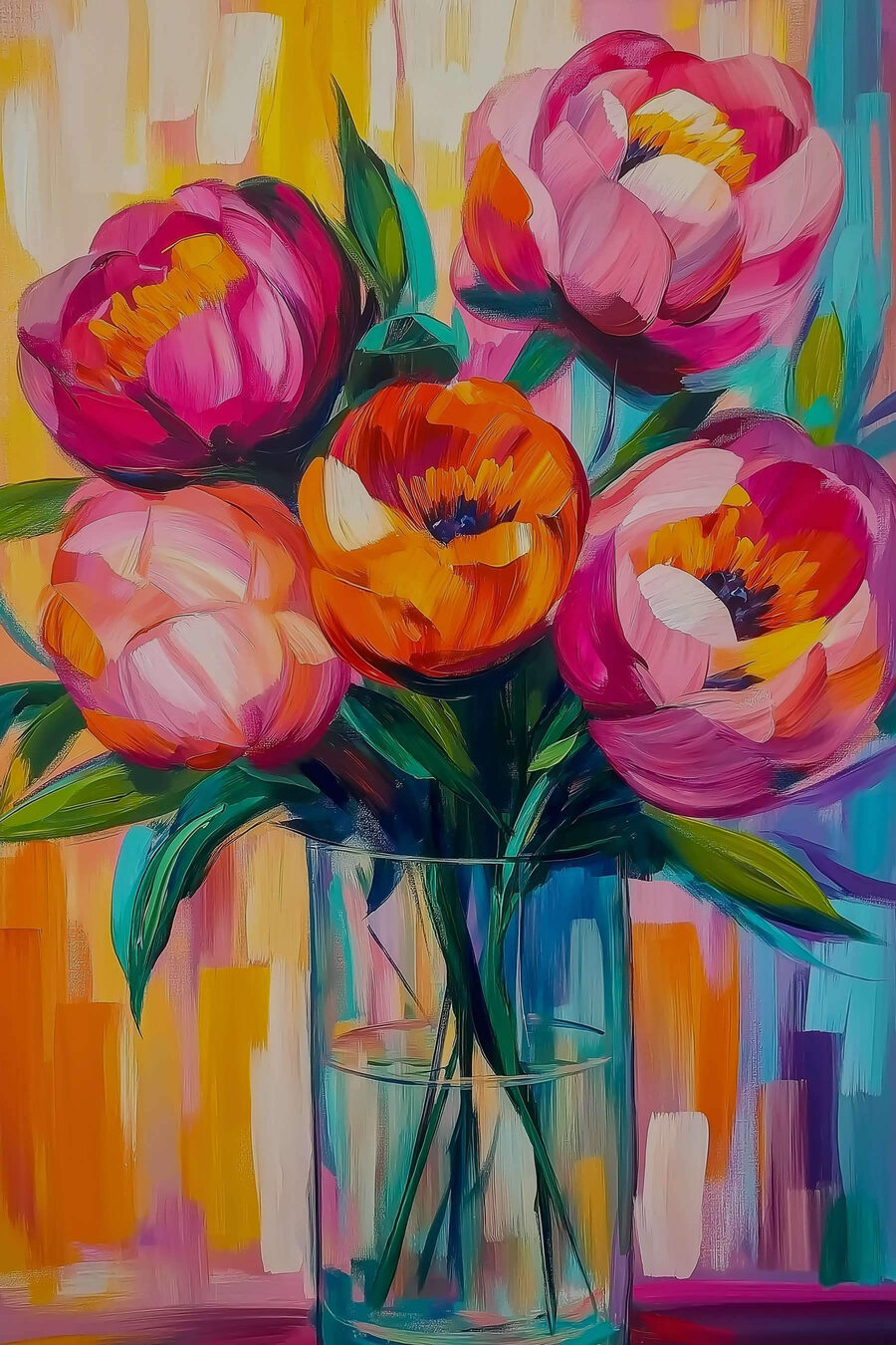 Gemälde von Blumen in einer Vase