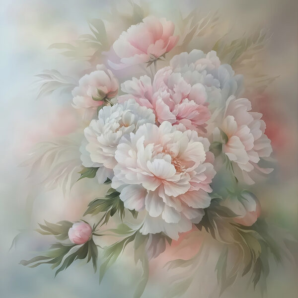 Gemälde von Blumen auf weißem Hintergrund Gemälde von Blumen auf weißem Hintergrund