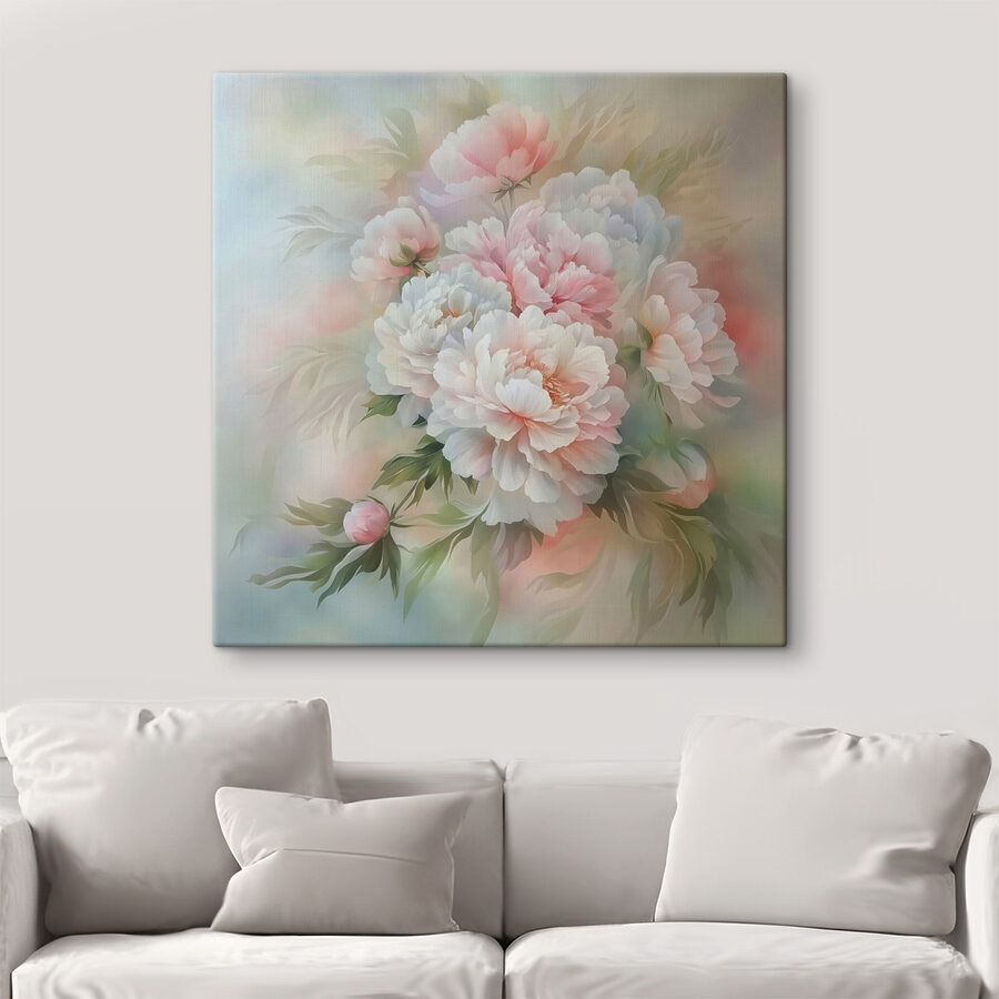 Gemälde von Blumen auf weißem Hintergrund Gemälde von Blumen auf weißem Hintergrund
