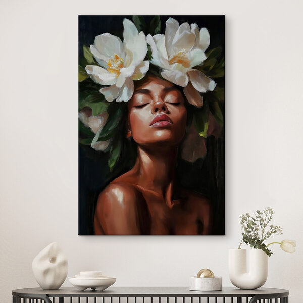 Frau mit Blumen im Haar Frau mit Blumen im Haar