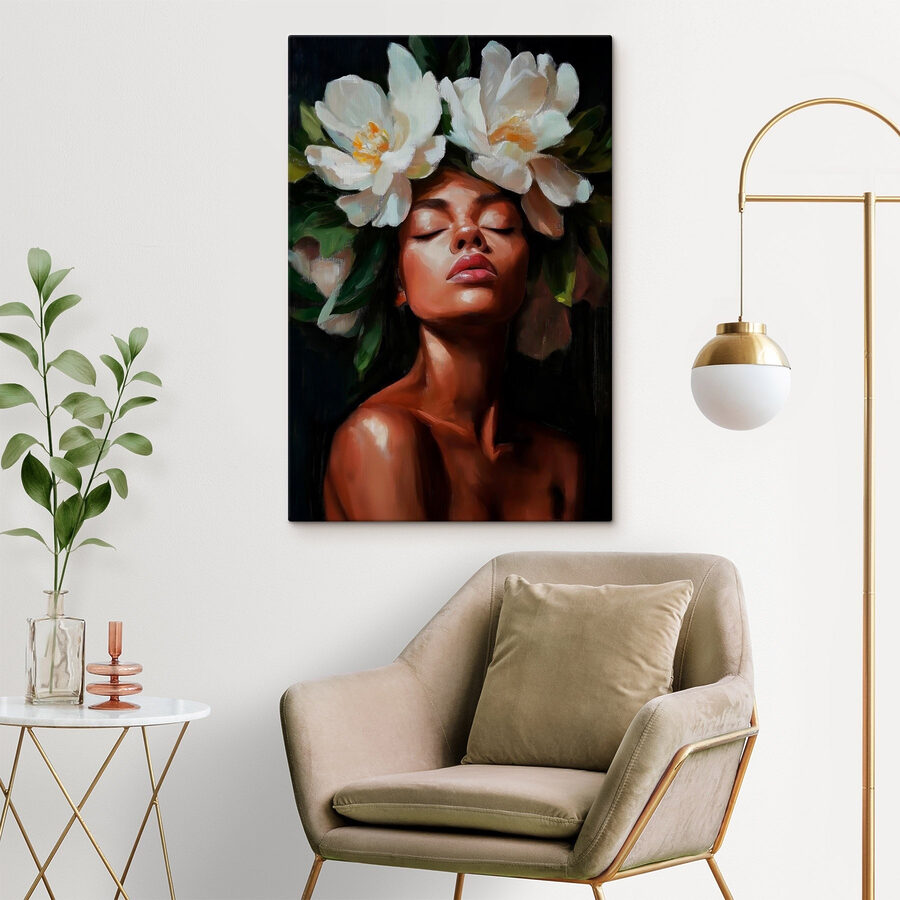 Frau mit Blumen im Haar
