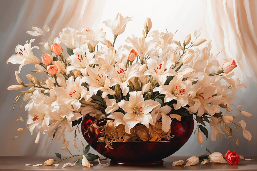 Vase mit weißen Blumen