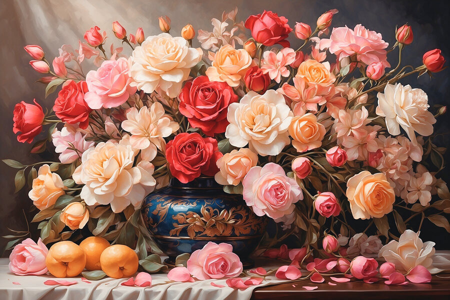 Vase mit Blumen und Früchten Vase mit Blumen und Früchten
