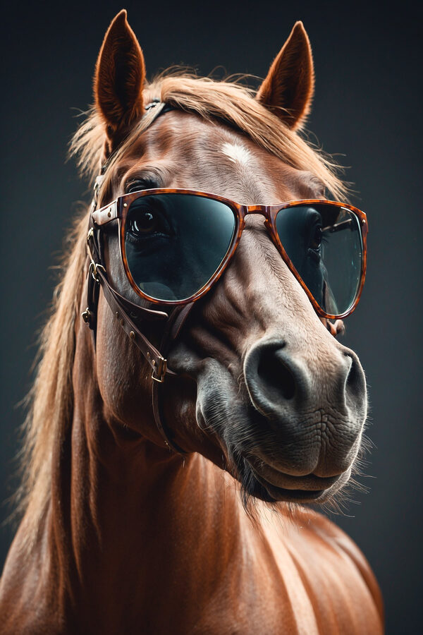 Pferd mit Sonnenbrille Pferd mit Sonnenbrille