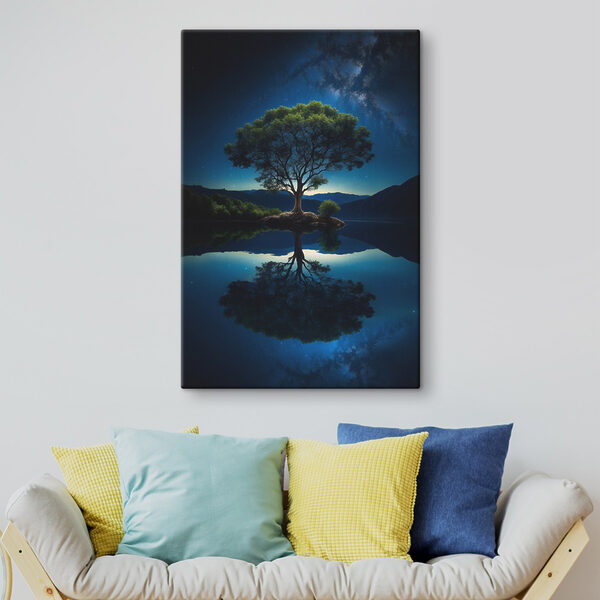Baum auf einer Insel in einem See Baum auf einer Insel in einem See
