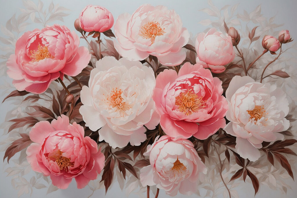 Group of pink and white flowers