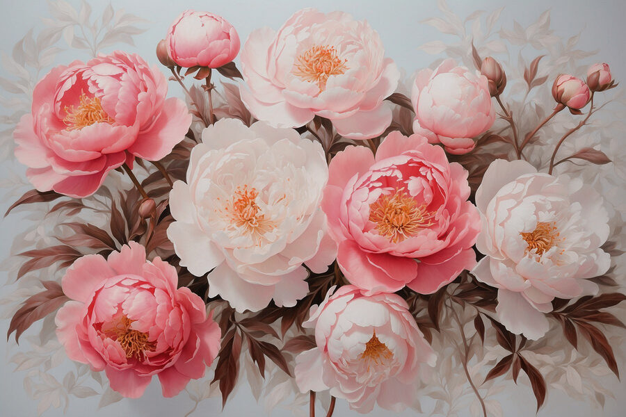 Gruppe von rosa und weißen Blumen