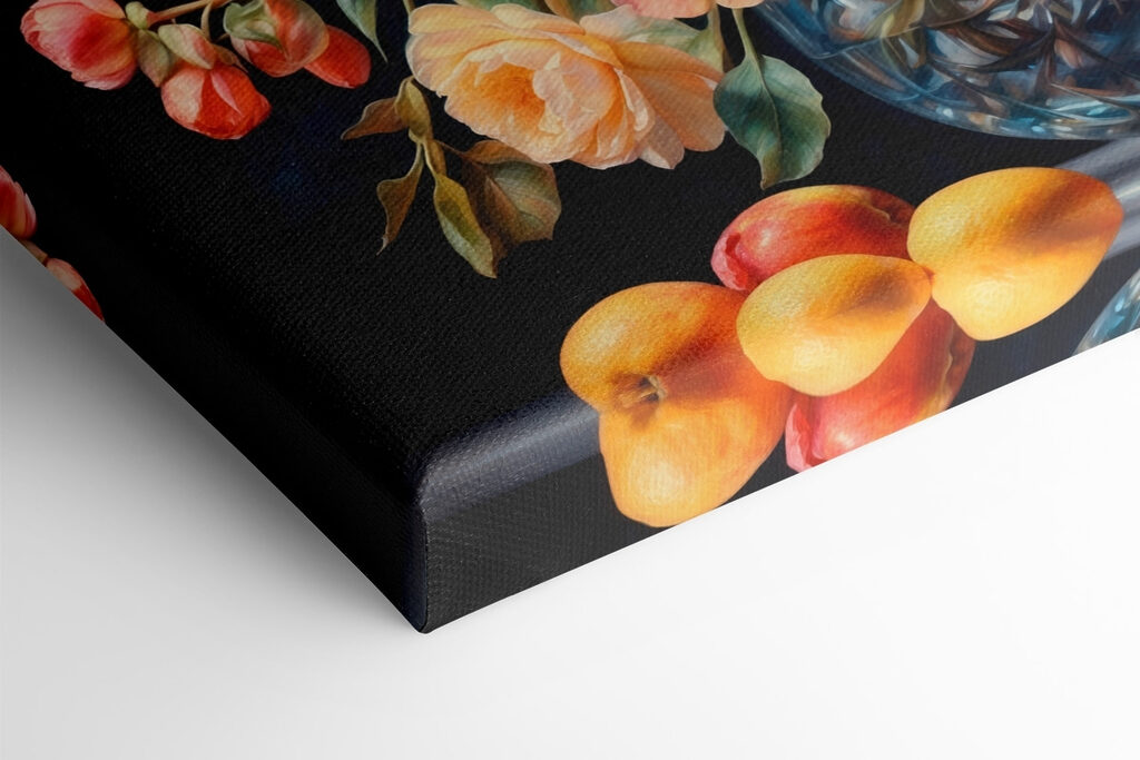 Painting of flowers in a glass vase