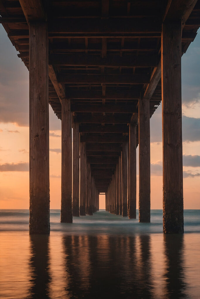 Wooden bridge in the water Wooden bridge in the water