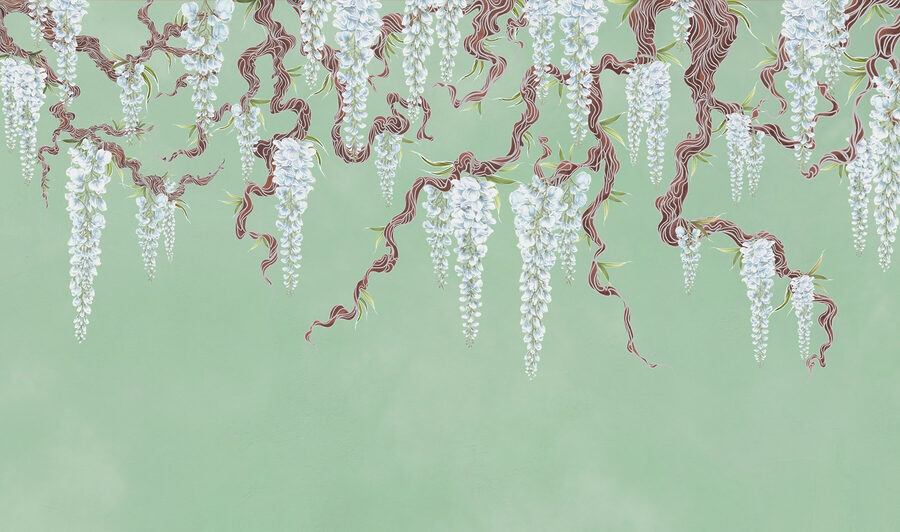 Malerei von weißen Blumen auf einem Baum