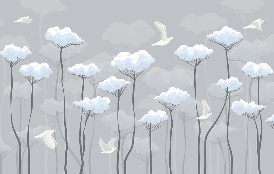 Vögel fliegen in den Wolken