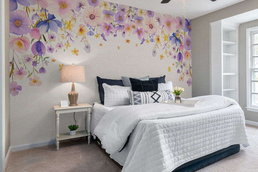 Gruppe von Blumen auf einem weißen Hintergrund