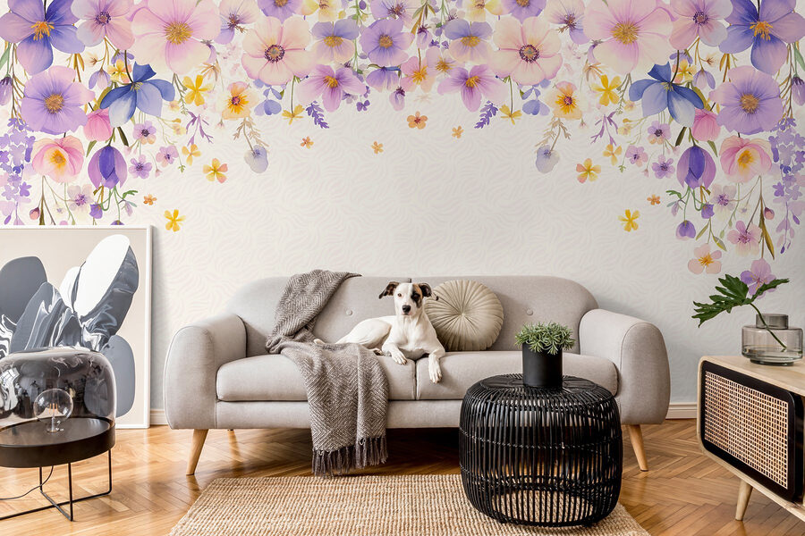 Gruppe von Blumen auf einem weißen Hintergrund