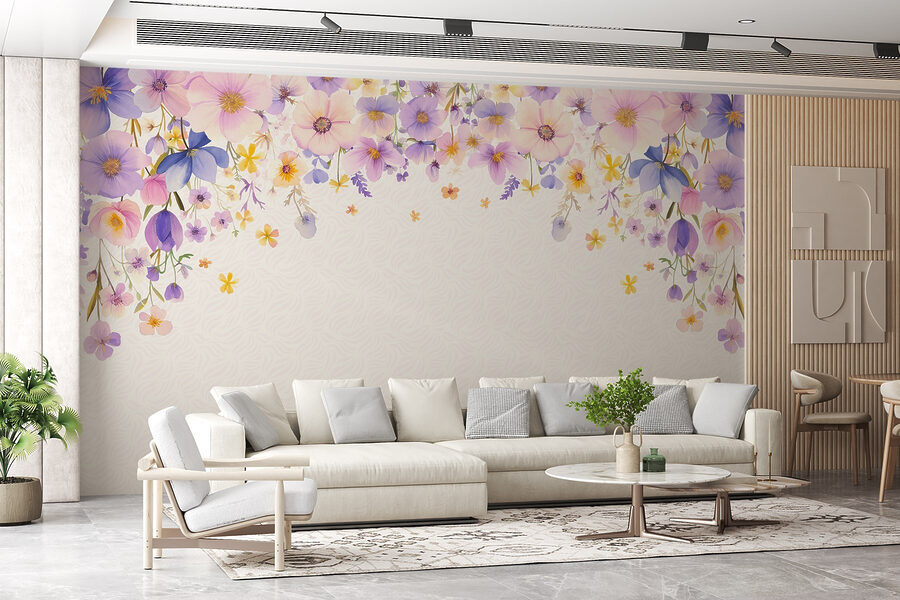 Gruppe von Blumen auf einem weißen Hintergrund