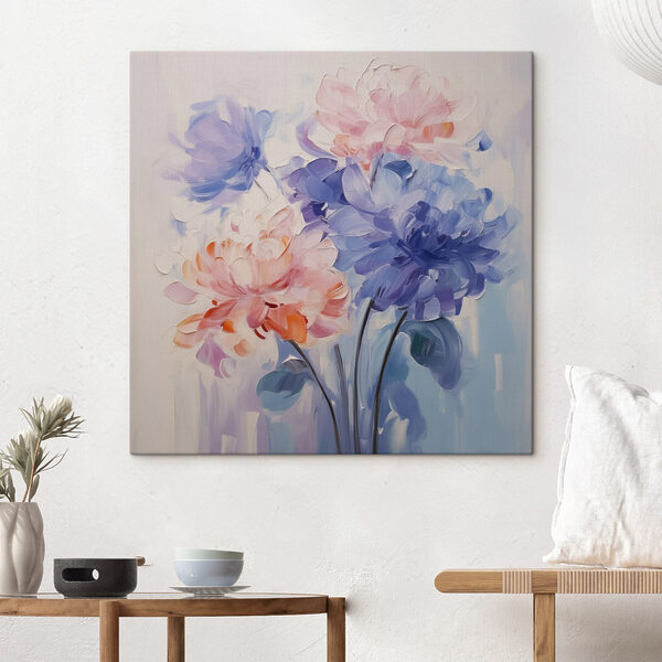 Malerei von Blumen auf einer weißen Fläche Malerei von Blumen auf einer weißen Fläche
