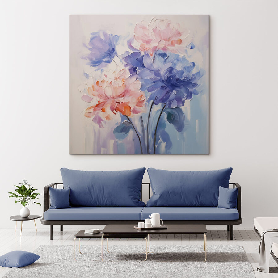 Malerei von Blumen auf einer weißen Fläche