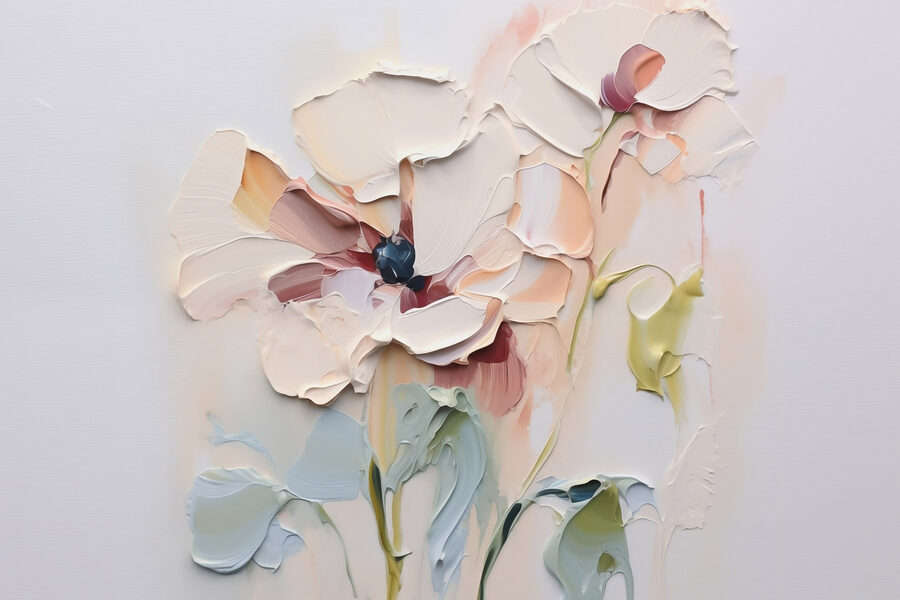 Malerei von Blumen auf einer weißen Fläche