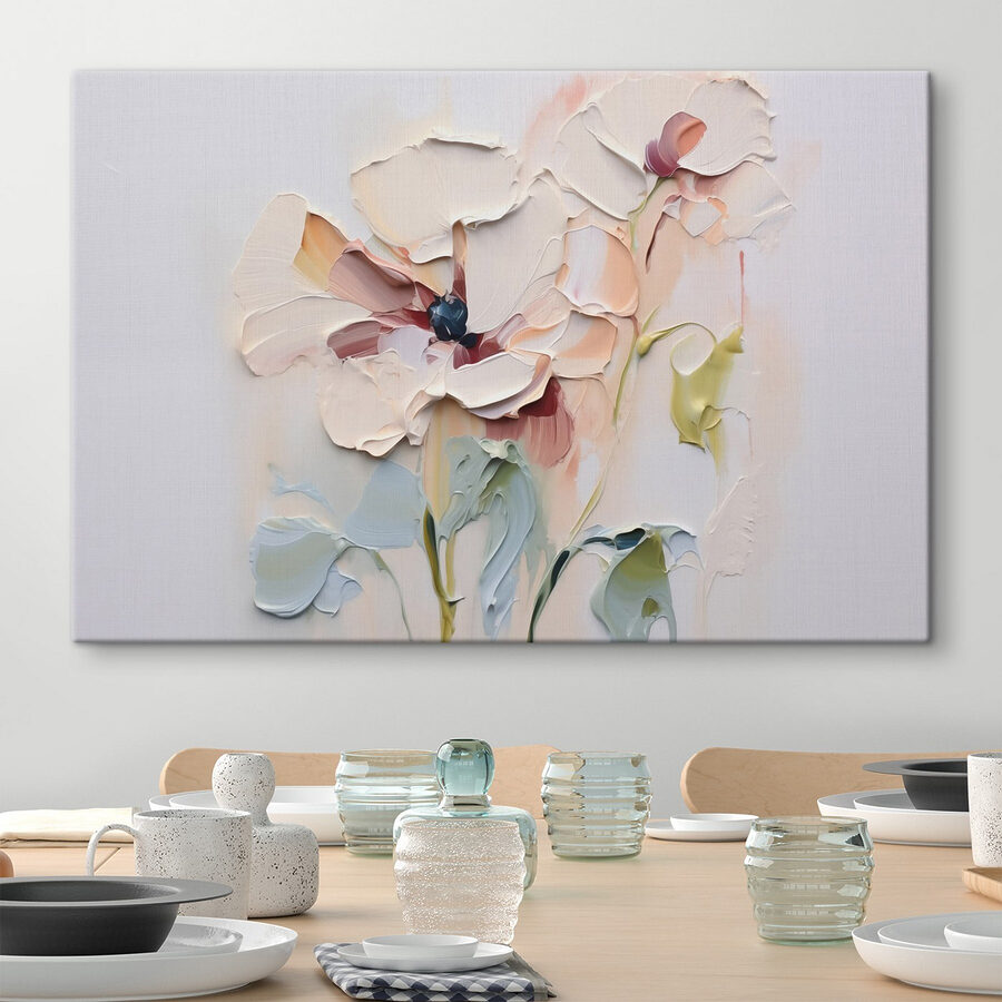 Malerei von Blumen auf einer weißen Fläche