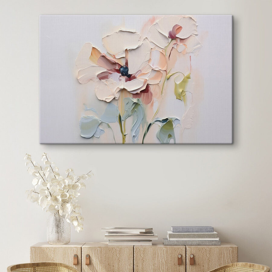 Malerei von Blumen auf einer weißen Fläche