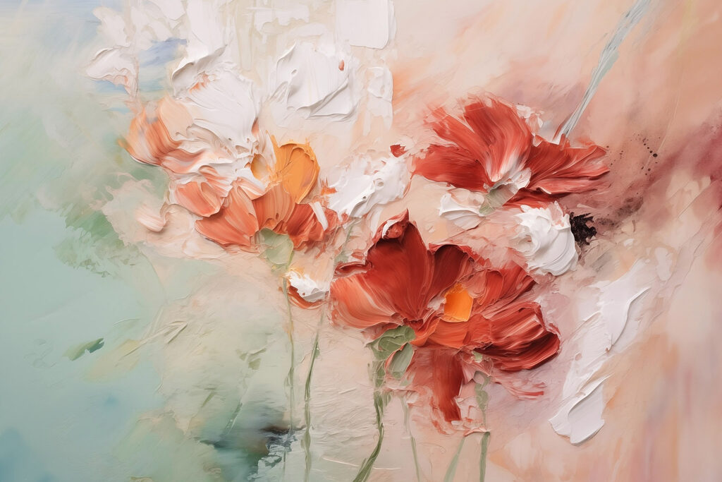 Painting of flowers on a canvas