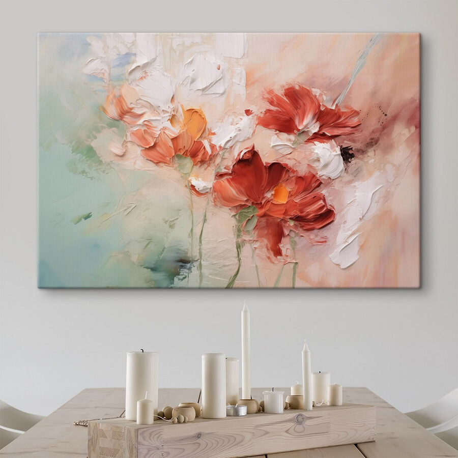 Gemälde von Blumen auf einer Leinwand