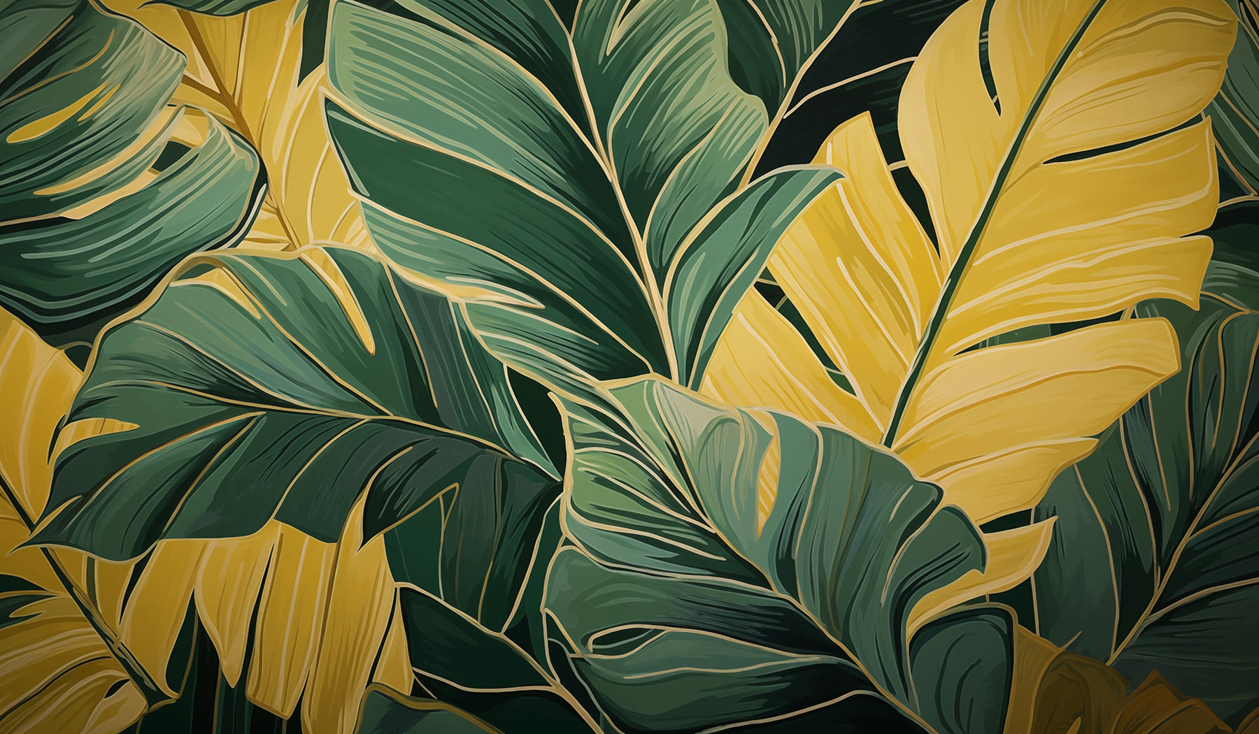 Vibrant leaves in harmonious colors