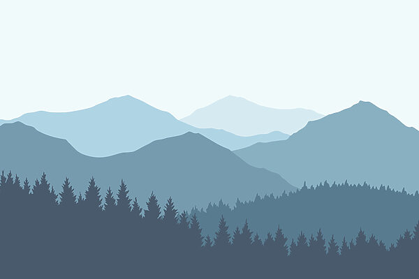 Landschaft mit Bergen und Bäumen Landschaft mit Bergen und Bäumen