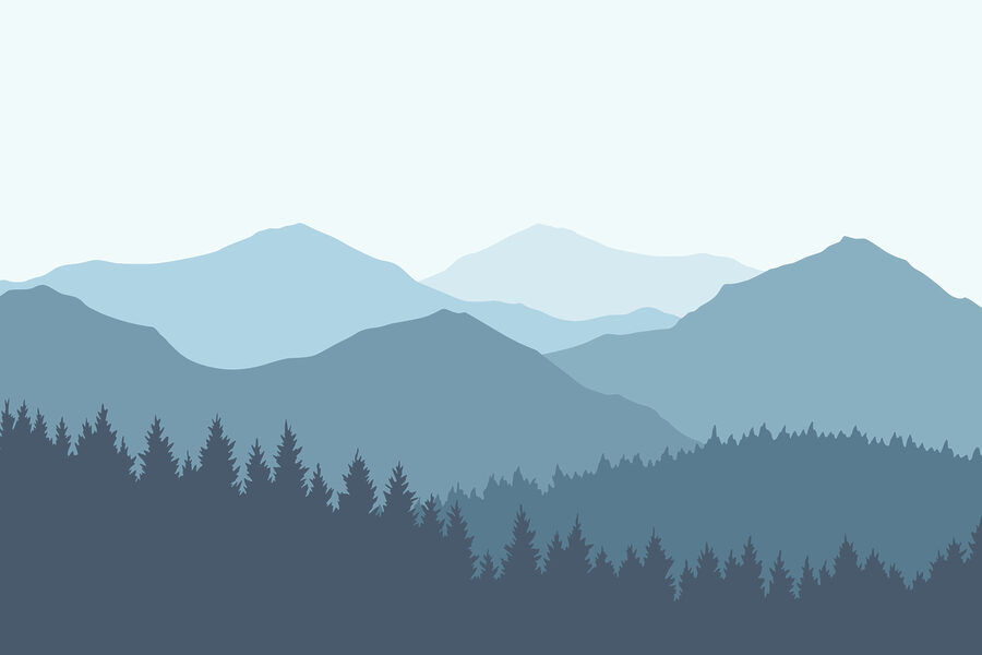 Landschaft mit Bergen und Bäumen